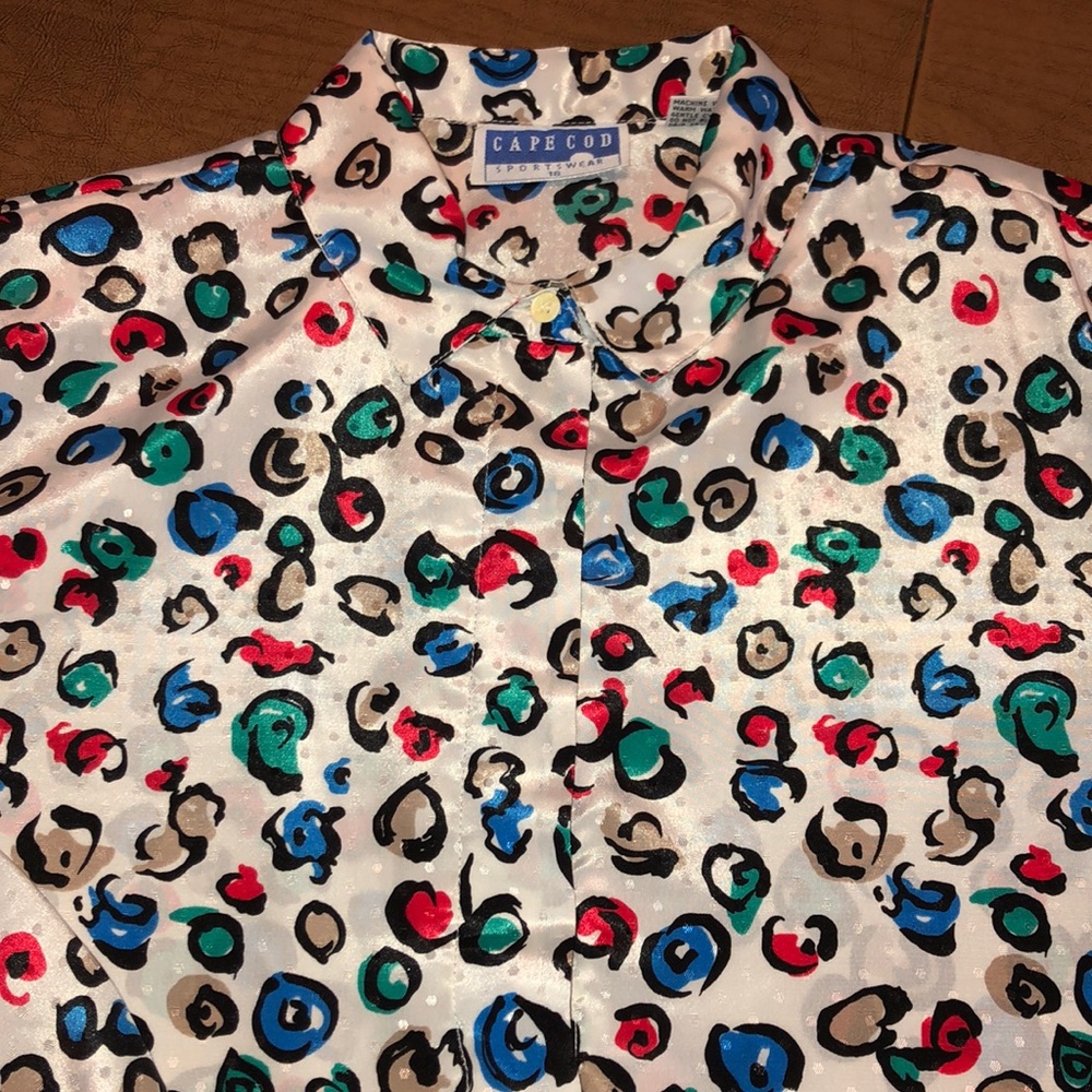 Vtg Lightweight Polyester Abstract Pullover Blouse - image 1